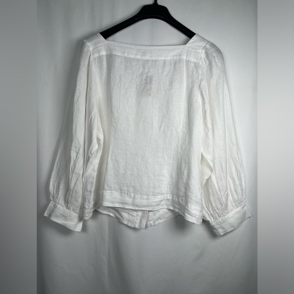 J.CREW  Size  XXL  Squareneck Button-Up top  100% Linen  White - Picture 9 of 16